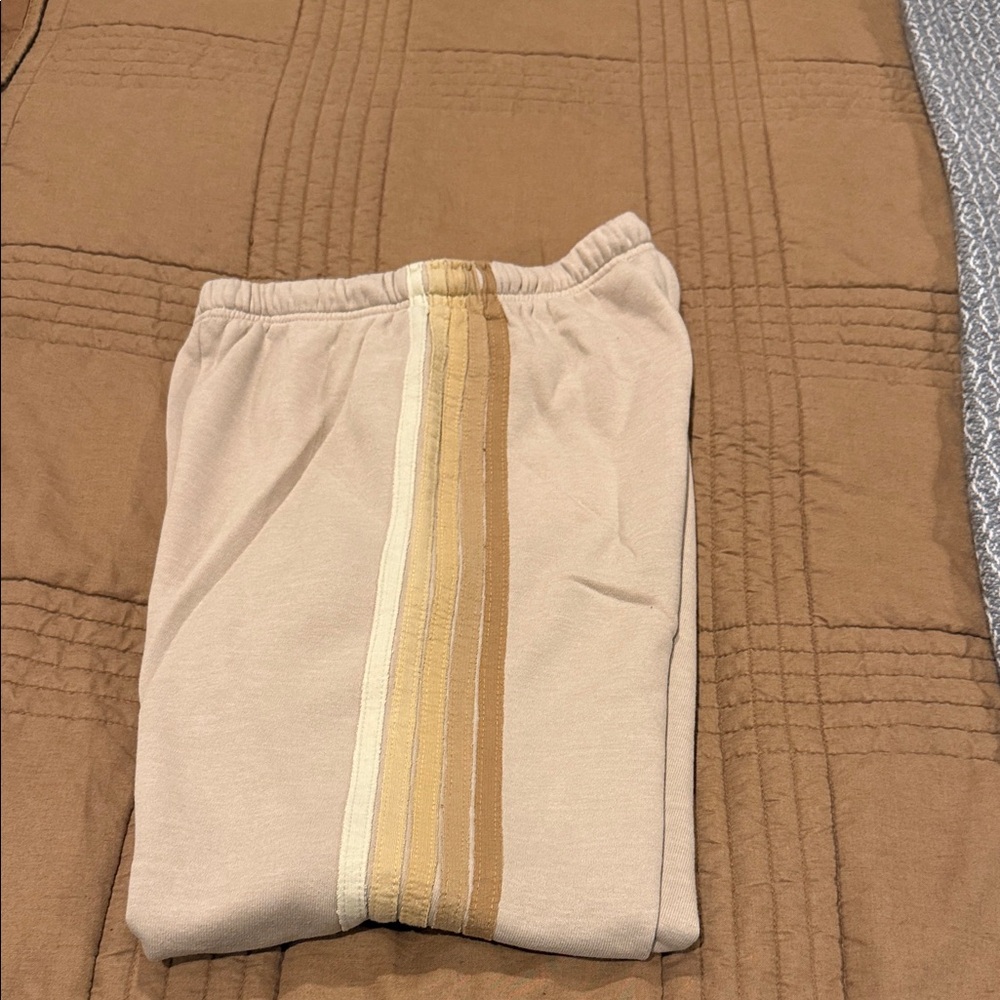 Aviator Nation Beige Joggers with Striped Detail